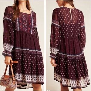 Anthropologie Maeve Galene Embroidered Tunic Dress Size 0 Petite
